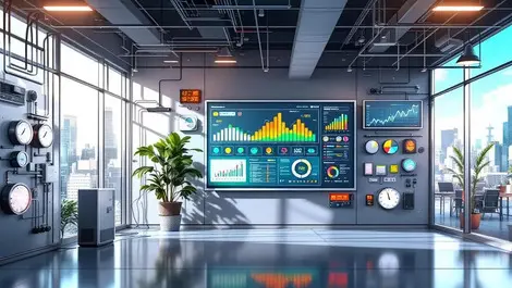 Modern office energy monitoring dashboard hvac lighting sensors