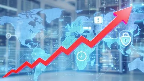 Upward financial graph ai cybersecurity icons global business technology
