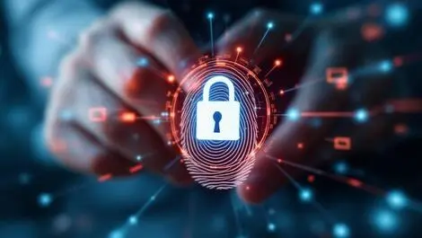 Realistic secure digital lock human fingerprint identity access management