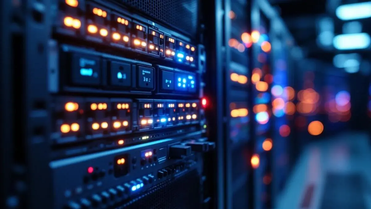 Realistic rack mounted server multiple drive bays modern data center storage