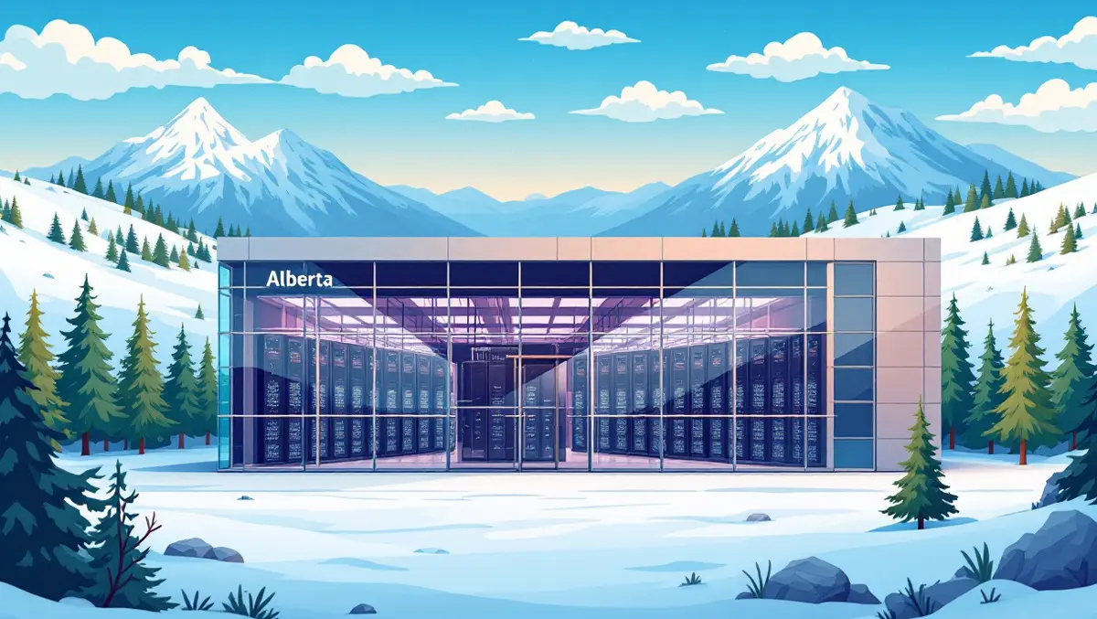 Modern data centre alberta rows server racks cool climate rolling hills