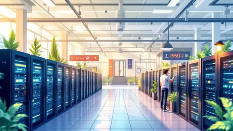 Realistic illustration modern data centre france server racks technology infrastructure