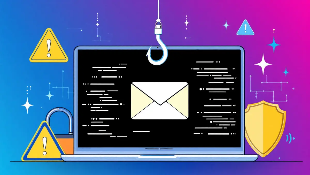 Email phishing attack computer screen hook envelope cybersecurity threats