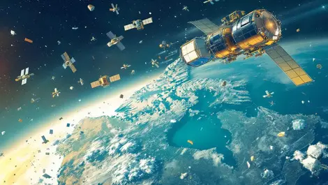 Canadian satellites orbiting earth showing landscape space debris congestion
