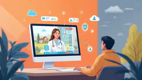 Healthcare professional virtual connection secure cloud remote patient