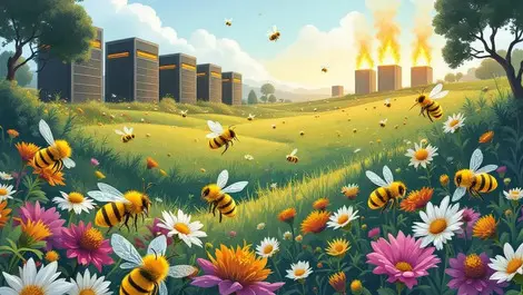 Lush australian landscape bees native flowers tech growth data centers heat