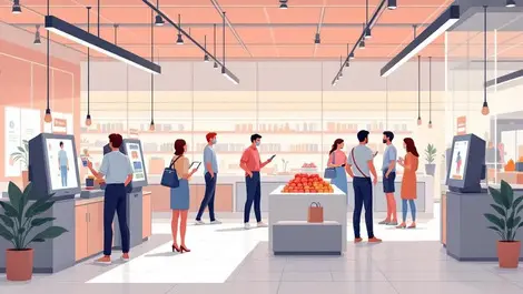 Modern convenience store digital checkout kiosks self service stations