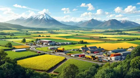 Thriving agricultural landscape new zealand advanced technology southern alps trade success