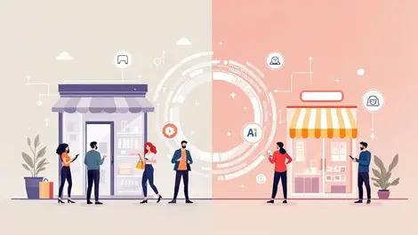 Modern retail vs circular recommerce with ai data streams vector