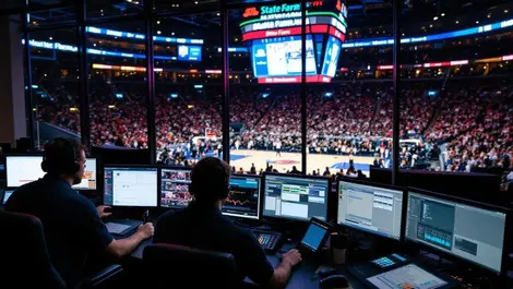 Nba arena it control room state farm dashboards crowd night
