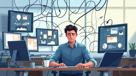 Stressed australian business owner chaotic it sprawl melbourne