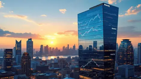 Sydney glass office tower fintech nasdaq listing sunrise reflection