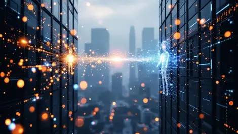 Corporate towers streaming data into scalable humanoid ai agents