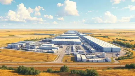 Modern saskatchewan data center prairie complex big sky view
